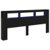 Cabecero de Almacenamiento  con Luces LED Madera Negra 220x18,5x103,5 cm