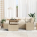Juego de Comedor para Jardín de 6 Piezas con Cojines Beige de Poliratán Acacia