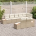 Conjunto de Sofá de Jardín  de 8 Piezas con Cojines Beige Ratán Sintético Acacia