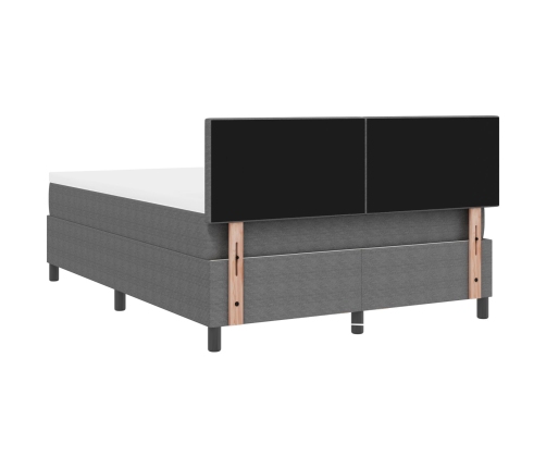 Cama con Base de Muelles  con Colchón Gris Claro 140x200 cm Tela de Pana