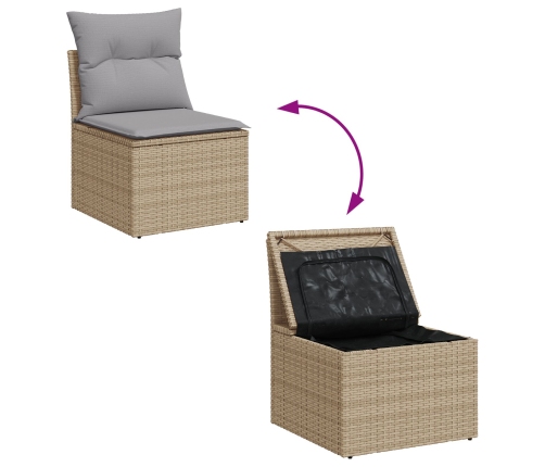 Conjunto de Sofás de Jardín  7 Piezas Beige y Gris