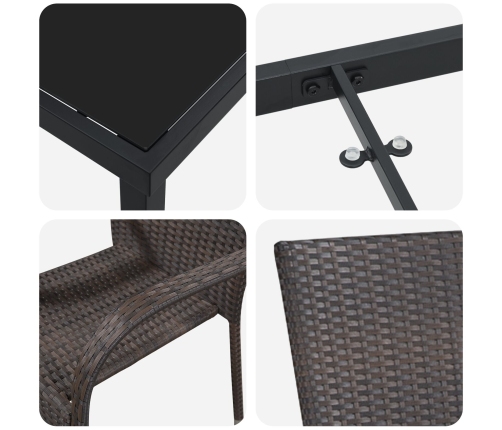 Conjunto de Comedor de Jardín de 5 Piezas Marrón Poliratán