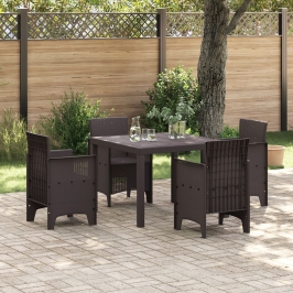 Juego de Comedor de Jardín de 5 Piezas Marrón de Poliratán