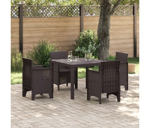 Juego de Comedor de Jardín de 5 Piezas Marrón de Poliratán