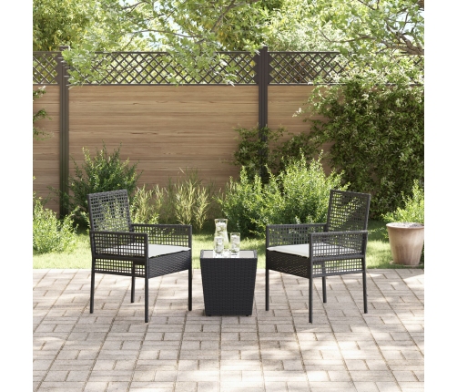 Conjunto Bistro de Jardín de 3 Piezas con Cojines en Ratan Sintético Negro