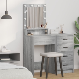 Mesa de tocador  con luces LED en Gris Sonoma - 50x41x135 cm