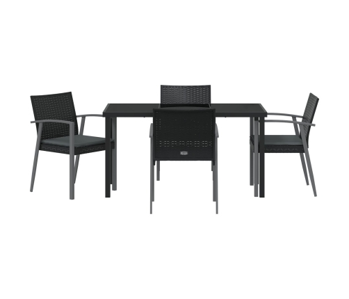 Set de 3 Negro Poliratán, acero 56.5x57x83 cm  Duradero