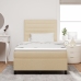 Cama con base de resortes  con colchón crema 120x200 cm Tela