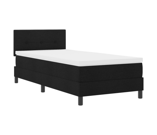 Marco de Cama  con Colchón Negro Azabache, Blanco Fresco Tela