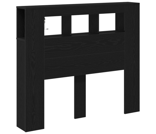 Cabecero de Almacenamiento  con Luces LED Roble Negro 120x18,5x103,5 cm