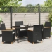 Set de Comedor de Jardín  de 5 Piezas con Cojines Negro Poliratán