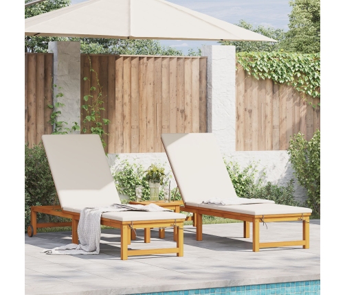 Tumbonas  2 pcs Madera Sólida de Teca, Tumbona  Madera Sólida de Teca