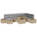 Conjunto de Sofá de Jardín  de 9 Piezas con Cojines Beige Rattan Sintético