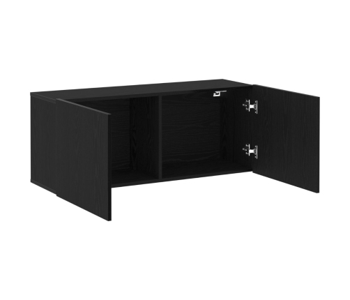 Gabinete de pared para TV  Negro Roble 100x30x41 cm Madera engineered