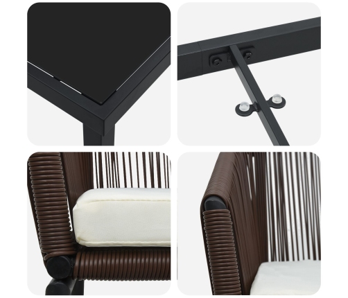 Set de Comedor Jardín  5 Piezas Marrón Ratán Poliéster