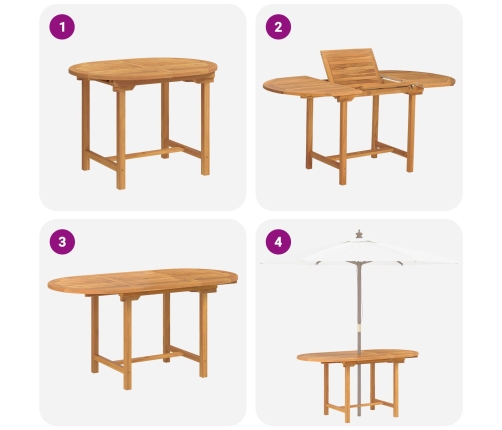 Conjunto de 7 Piezas de Comedor de Jardín de Madera Sólida de Teca