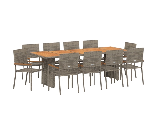 Conjunto de Comedor de Jardín de 11 Piezas  Gris de Poliratán