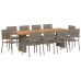 Conjunto de Comedor de Jardín de 11 Piezas  Gris de Poliratán