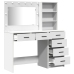 Conjunto de mesa de tocador de 2 piezas  con LED de madera blanca