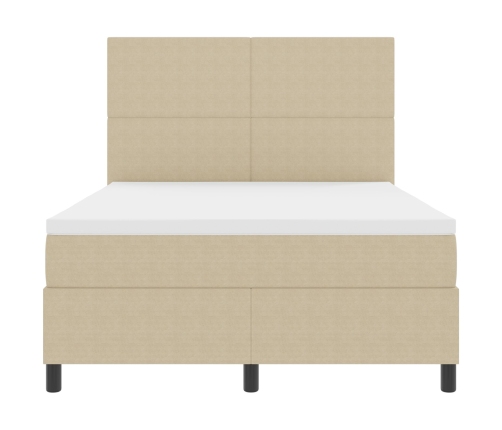 Cama con Box Spring  con Colchón Verde Claro Gris 140x200 cm Tela de Corduroy