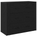 Alto Buffet Set de 2 Roble Negro Madera Elaborada