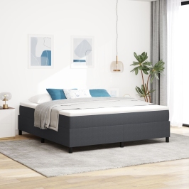 Cama con somier  con colchón gris oscuro super king tela de corduroy
