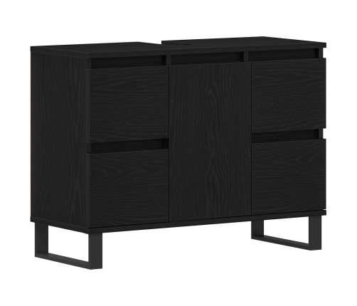 mueble de baño  lavabo negro roble 80x33x60 cm madera elaborada
