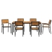 Juego de Comedor de Jardín Set de 7 Negro, Madera Natural
