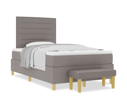 Estructura de Cama  con Colchón Juego de 2 Taupe Tela 120 x 200 cm