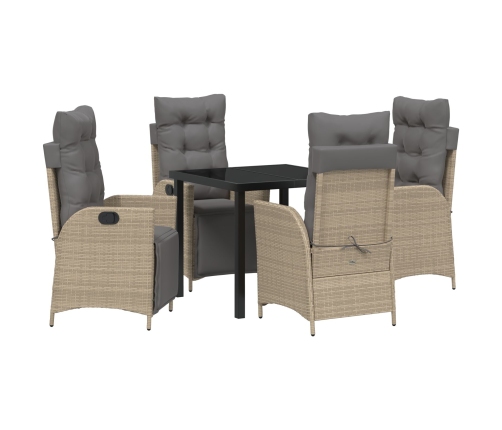 Set de 5 piezas de jardín color beige de ratán sintético