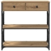 Mesa Consola  de Roble Artesanal 75x28x75 cm Madera Ingenierizada y Acero