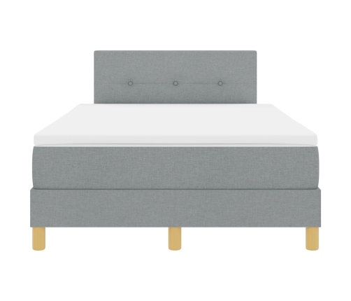 Cama con Base de Caja con Colchón Gris Claro 120x200 cm Tela
