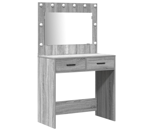 Juego de Mesa de Tocador de 2 Piezas con LED de Madera Elaborada Gris Sonoma