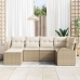 Conjunto de Sofá de Jardín de 6 Piezas con Cojines Beige Ratán Poliéster