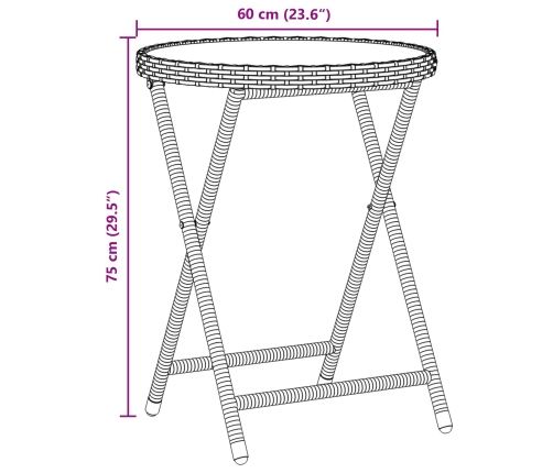 Conjunto de Bistro de Jardín de 3 Piezas con Cojines Gris de Poliratán