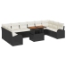Conjunto de Comedor de Jardín de 11 Piezas con Cojines Ratán Poliéster Negro Acacia