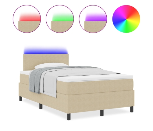 Cama con Somier  con Colchón y Luz LED Beige 120x200 cm Tela de Pana