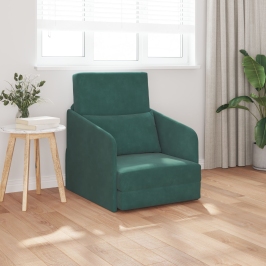 Sofá Cama  2 en 1 Verde Oscuro 65x80x83 cm de Terciopelo