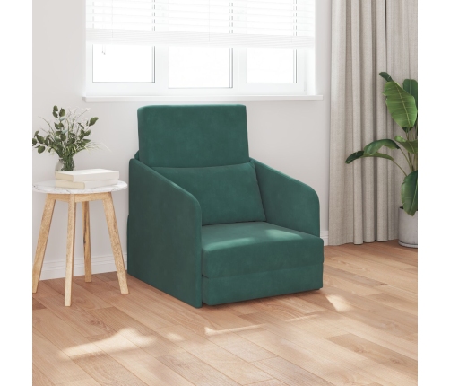 Sofá Cama  2 en 1 Verde Oscuro 65x80x83 cm de Terciopelo