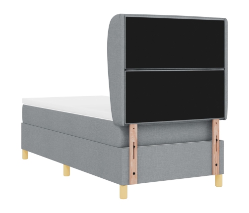 Cama con sommier y colchón  en gris claro, 100x200 cm, tela