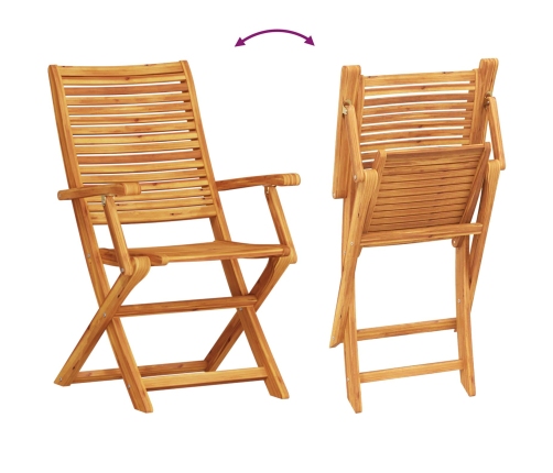 Juego de Bistro Plegable de 3 Piezas de Madera Maciza de Acacia