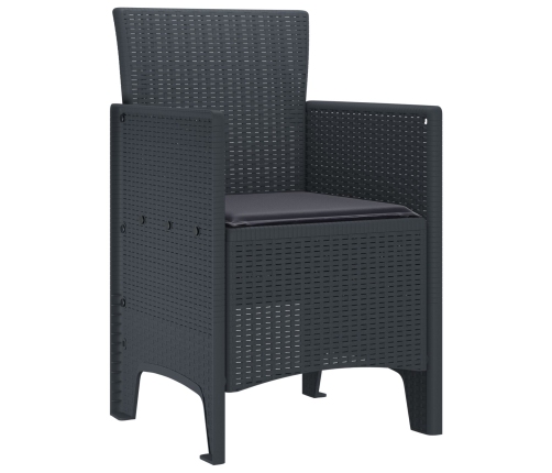 Silla de Jardín  Juego de 2 Antracita Plástico Mediana Duradera