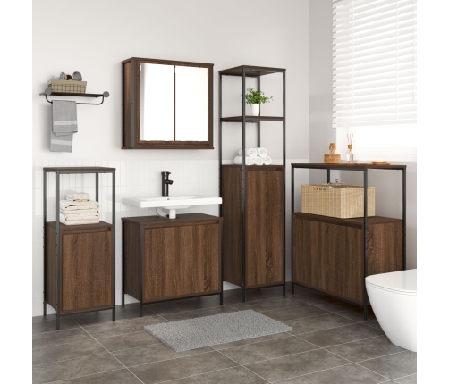 Conjunto de Muebles de Baño de 5 Piezas  de Roble Marrón y Madera Elaborada