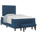 Cama Box Spring  con Colchón y Banco Azul 120x200 cm Tela