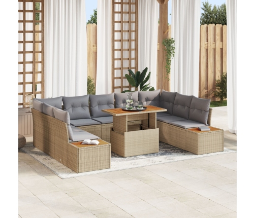 Set de Sofá de Jardín  Set de 6 Beige, Gris Ratán, Poliéster
