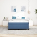 Cama Box Spring  con Colchón Azul 140x200 cm Tela de Pana