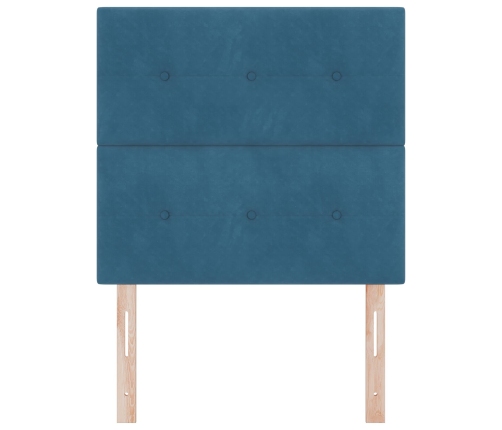Cabecero de  con botones capitoné azul oscuro de 90 cm en terciopelo