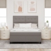 Cama con Base de Muelles y Colchón Taupe 140x200 cm Tela
