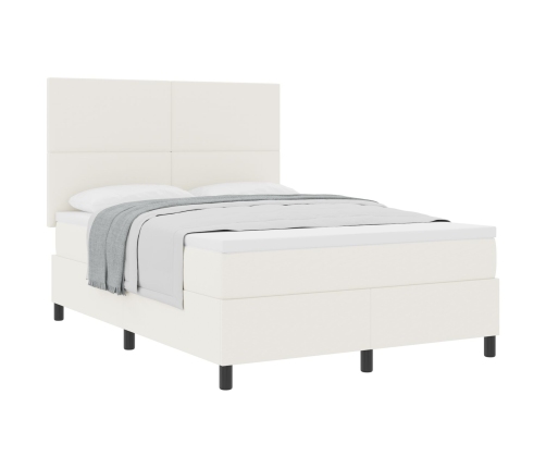 Cama con Box Spring  con Colchón Crema 160x200 cm Tela de Pana