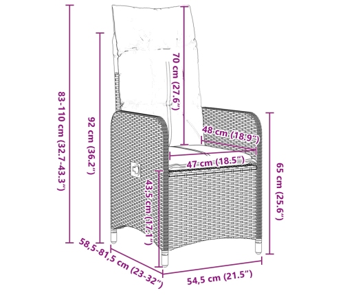 Set de Comedor de Jardín de 5 Piezas  con Almohadones Beige Poliratán